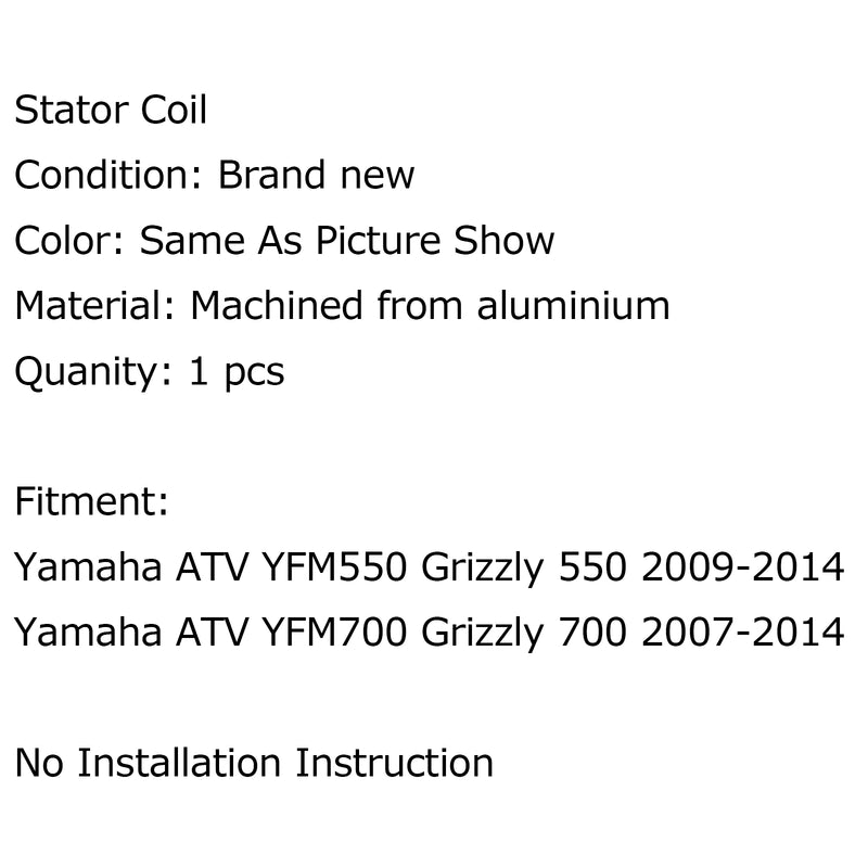 Stator Generator Fit for Yamaha YFM GRIZZLY 550/700 07-21 KODIAK 700 2019-2021 Generic