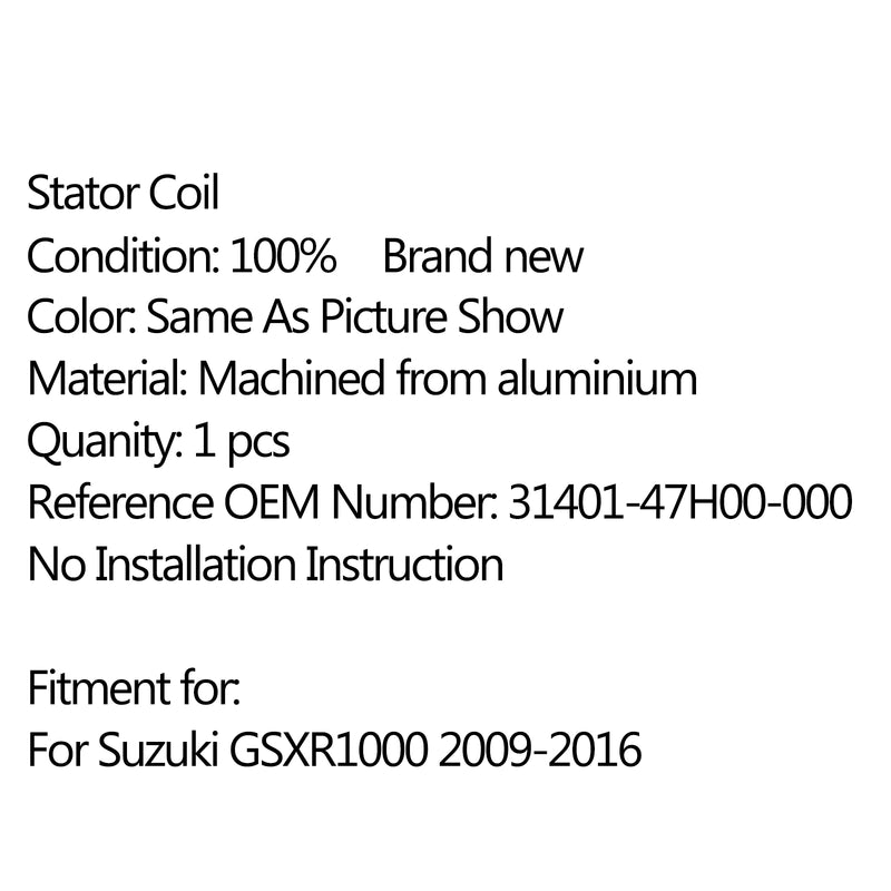 Magneto Generator Engine Stator Coil 31401-47H00-000 For Suzuki GSXR1000 (09-16) Generic