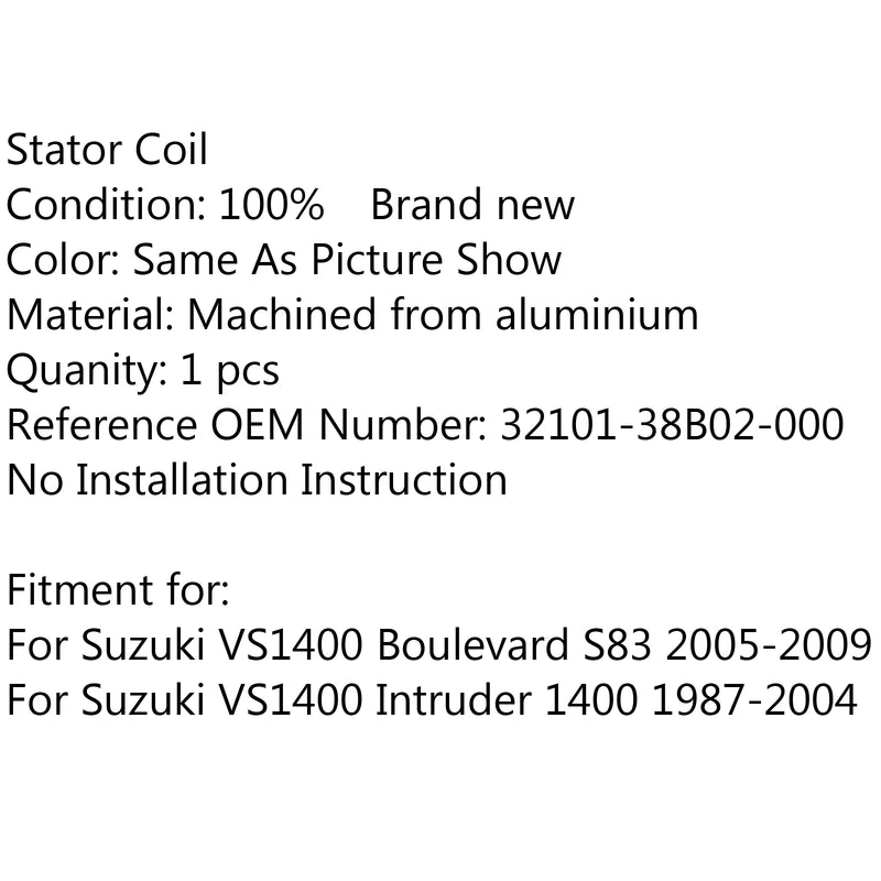 Magneto Generator Stator Coil For Suzuki VS1400 Boulevard S83 Intruder 1400 Generic