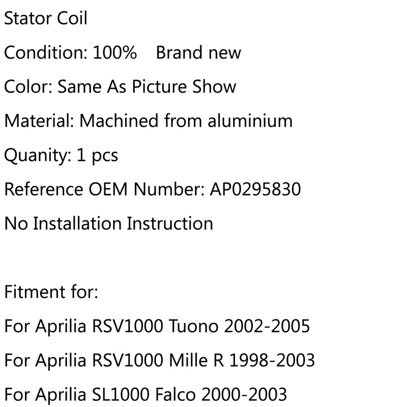 Magneto Stator Coil For Aprilia RSV1000 Tuono (02-05) Mille R (98-03) SL1000 (00-03) Generic