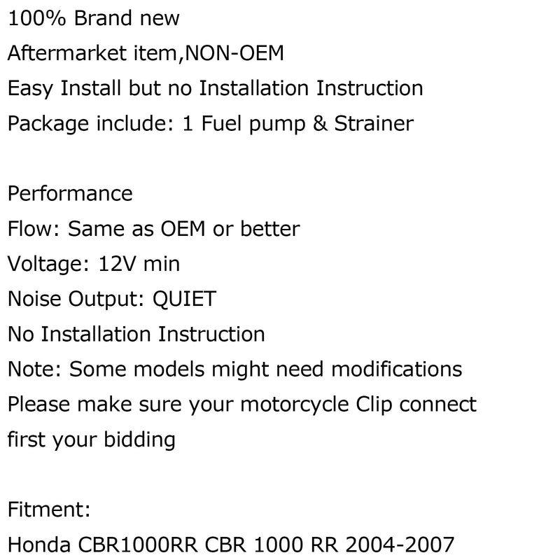 High Performance Petrol Fuel Pump For Honda CBR1000RR 2004-2007 2005 2006 Generic