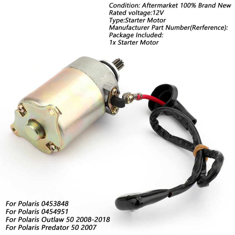 Electric Starter Motor WITH WIRE For Polaris RZR 170 UTV 2009-17 0454488 0454945 Generic