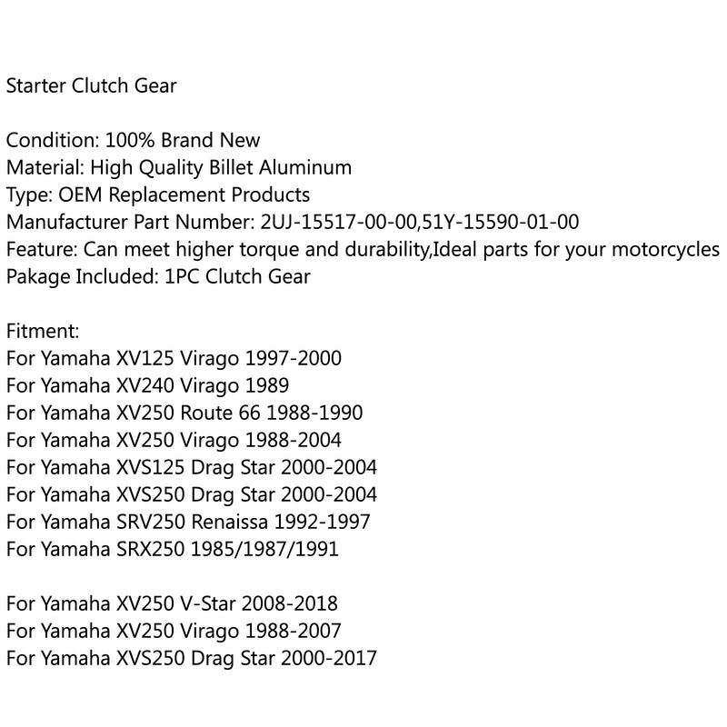 Starter Clutch Flywheel Puller Reduction Gear For Yamaha XV XVS SRV SRX 250 Generic