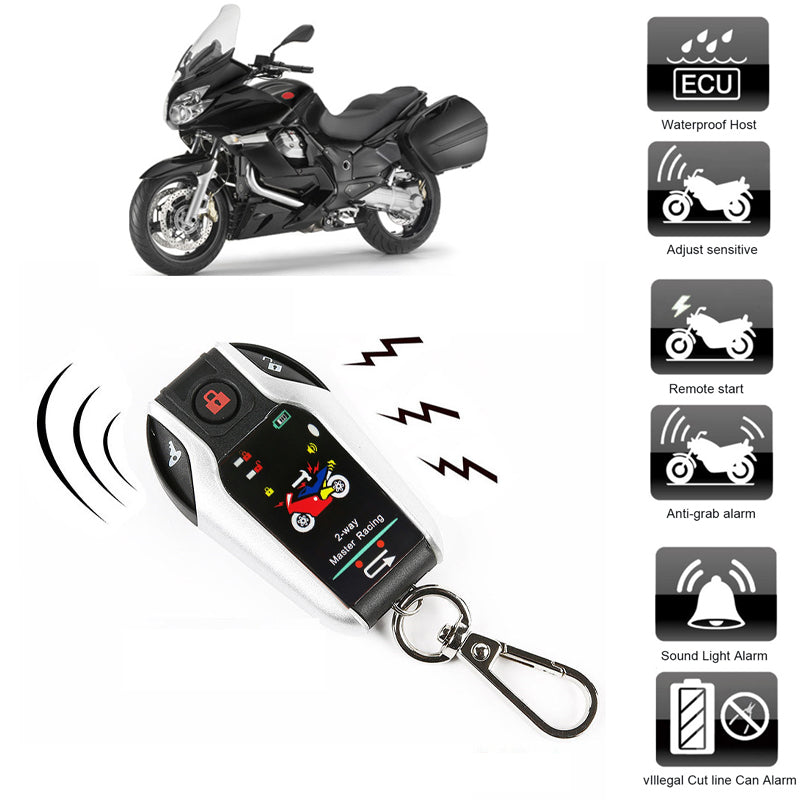 2 Way Motorcycle Alarm Anti-theft System Scooter Remote Engine Start Universal