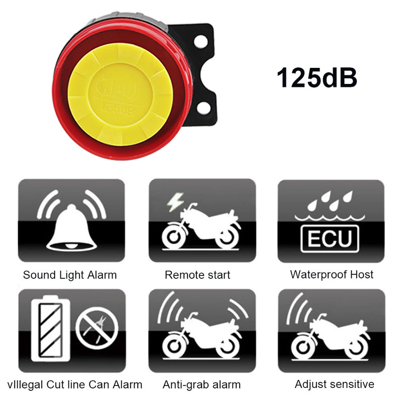 Motorcycle Scooter Anti-theft Security Alarm System Remote Control Engine Start Generic