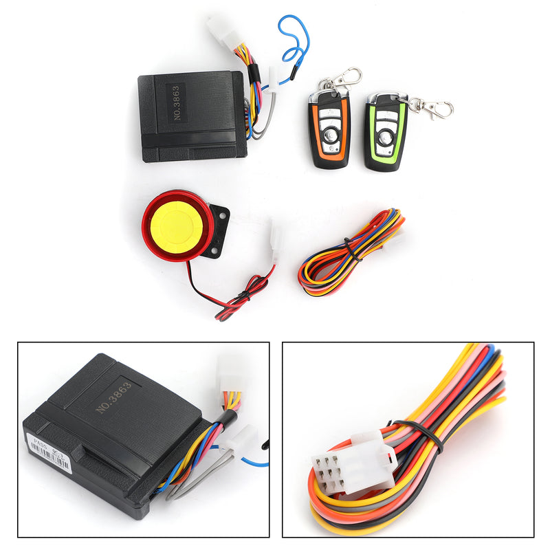 Motorcycle Scooter Security Alarm System Anti-theft Remote Control Engine Start Generic