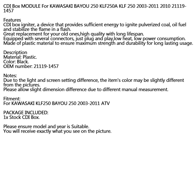CDI Box MODULE For KAWASAKI BAYOU 250 KLF250A KLF 250 2003-2011 2010 21119-1457 Generic