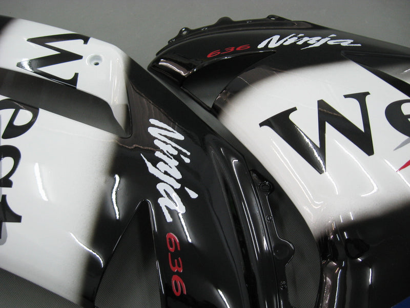 Fairings 2007-2008 Kawasaki ZX6R ZX636 Black White West Ninja Racing Generic