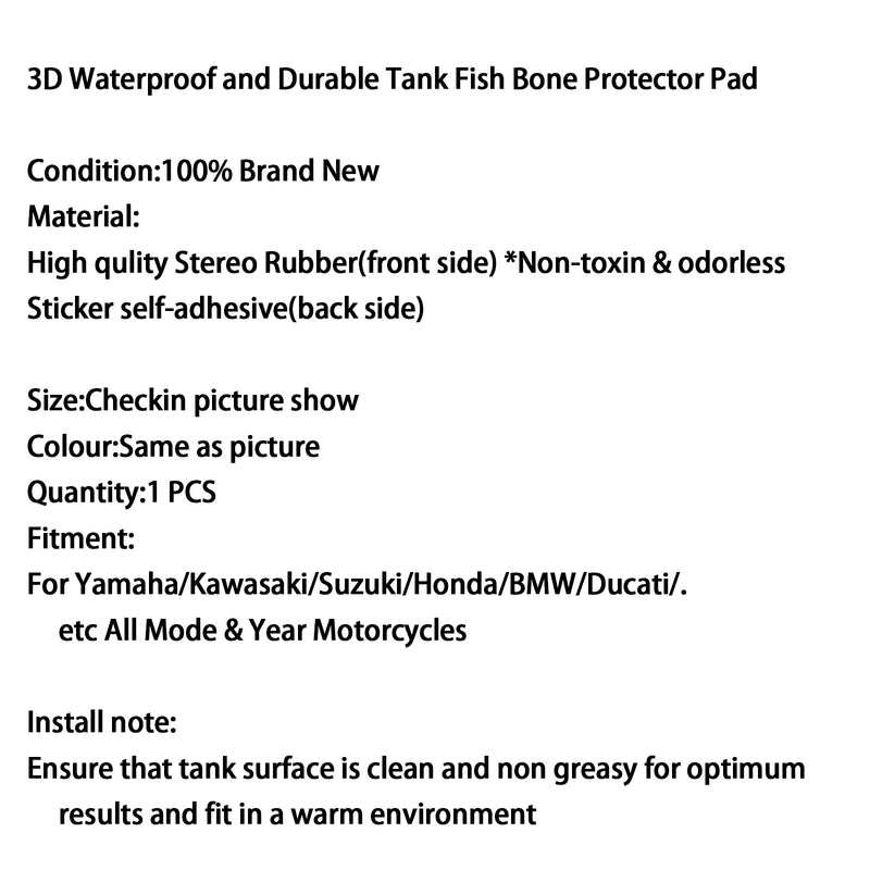1 Pcs Rubber Motorcycle Sport Bike Gas Oil Tank Pad Protector Fish Bone Sticker Generic