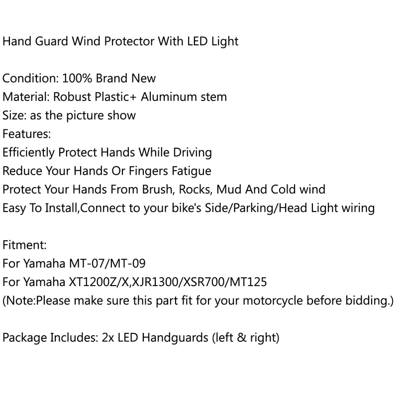 Handlebar Hand Guard Wind Protector w/ Turn Indicator Light For Yamaha MT 07 09 Generic