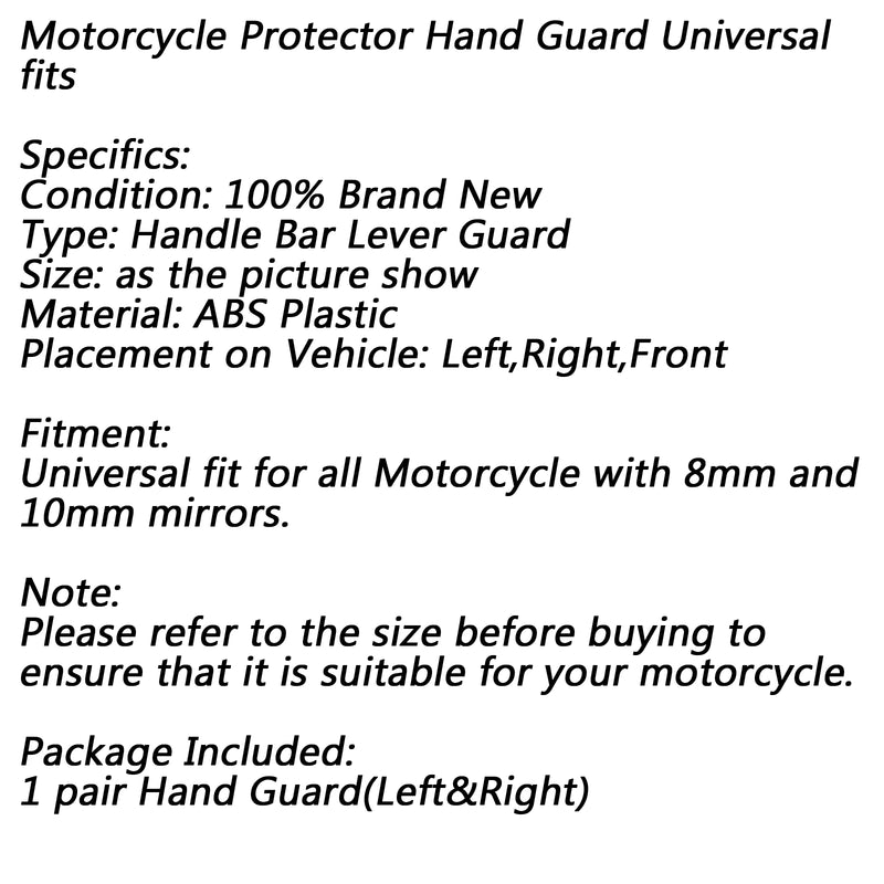 Universal 8/10mm Bolt Motorcycle 7/8 Handlebar Hand Guard Protector Cover Black Generic