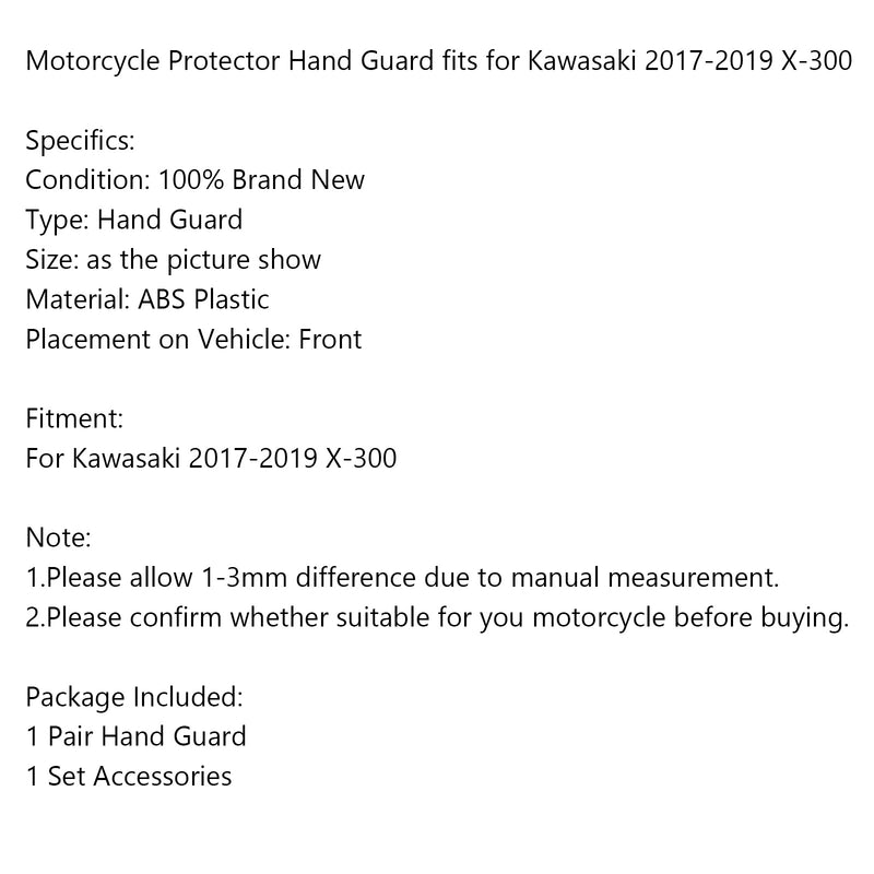 ABS Handle Bar Hand Guard Handguard Protector For Kawasaki 2017-2019 X-300 Generic
