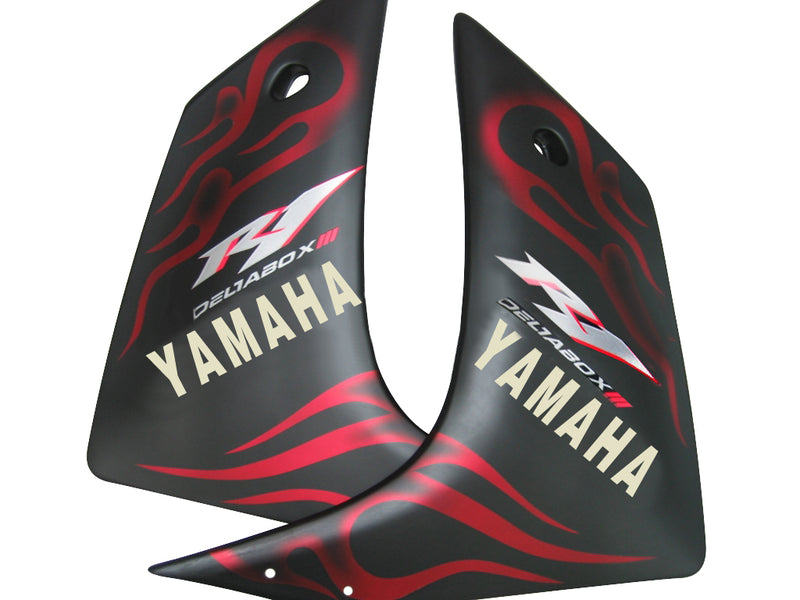 Fairings 2007-2008 Yamaha YZF-R1 Black Matte & Red Flame R1 Racing Generic