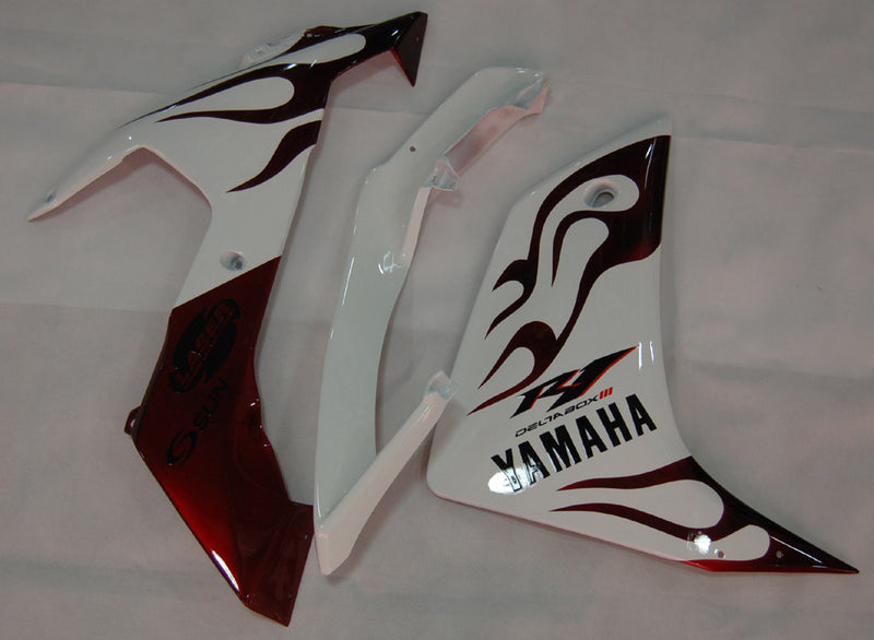 Fairings 2007-2008 Yamaha YZF-R1 White & Dark Red Flame R1 Racing Generic