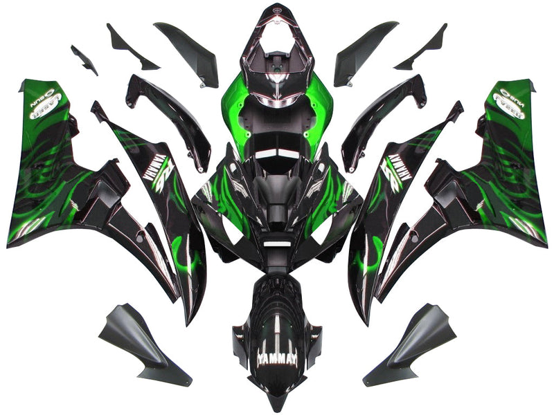 Fairings 2006-2007 Yamaha YZF-R6 Black & Green Flame R6  Generic