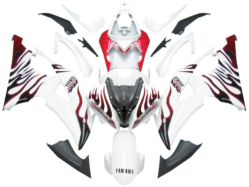 Fairings 2008-2016 Yamaha YZF-R6 White & Red Flame R6 Racing Generic