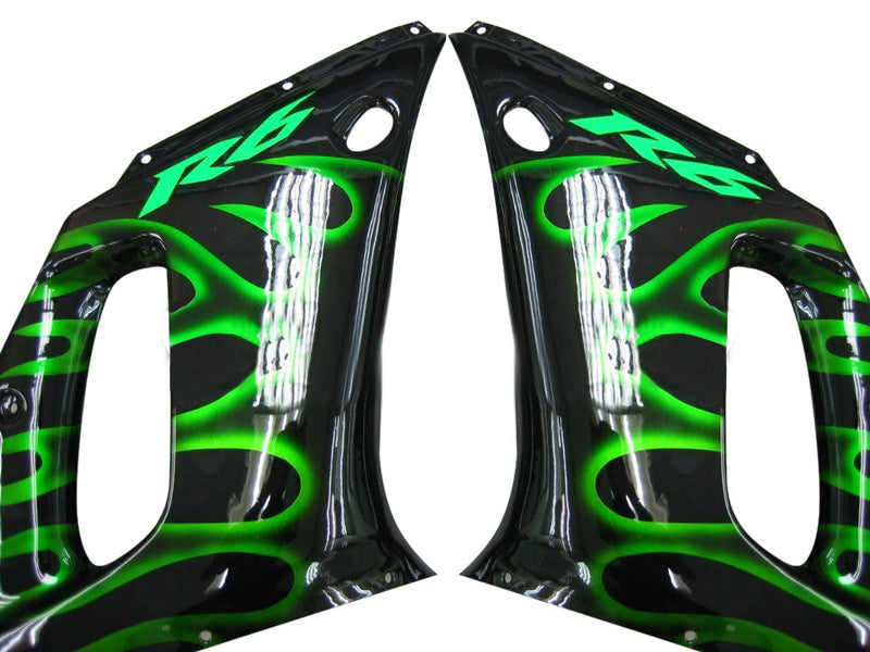 Fairings 1998-2002 Yamaha YZF-R6 Black & Green Flame R6  Generic