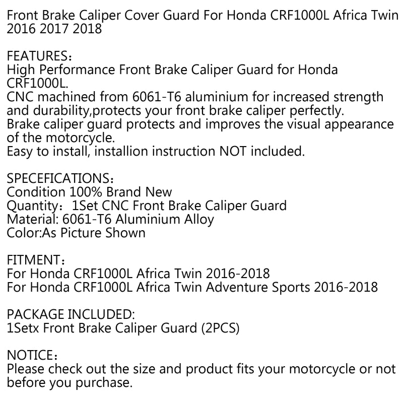 Motorcycle Front Brake Caliper Guard For Honda CRF1000L Africa Twin 2016-2018 Generic