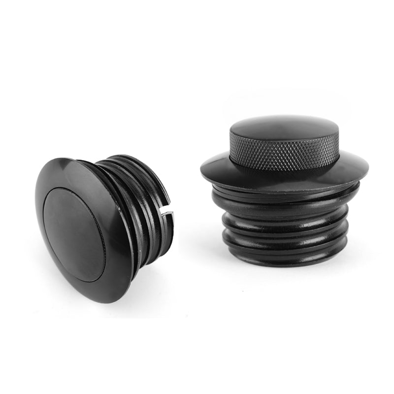 2x Black Flush Pop Up Fuel Gas Cap Fit for Sportster Softail Dyna 82-10 Generic