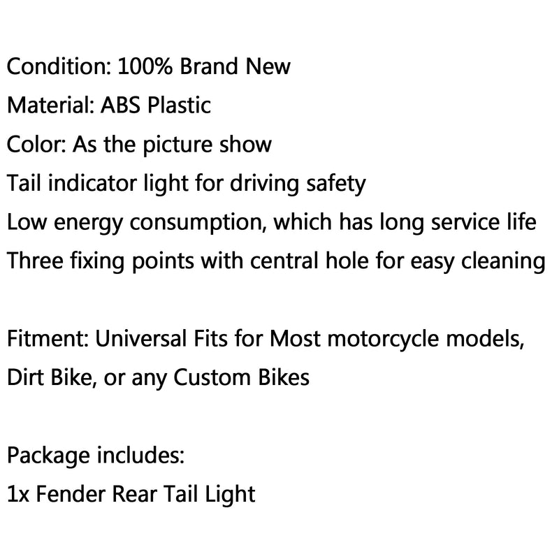 Motorcycle Dirt Endure Bike LED Fender Tail Rear Brake Turn License Plate Light Generic