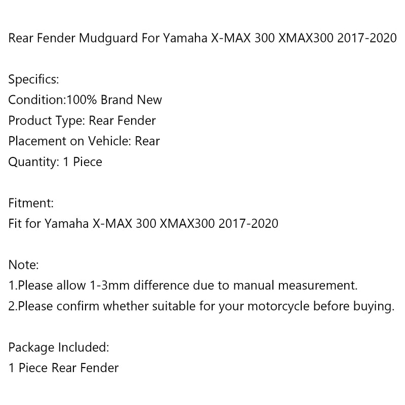 Yamaha X-MAX 300 2017-2020 Motorcycle Rear Fender Tire Hugger Mudguard