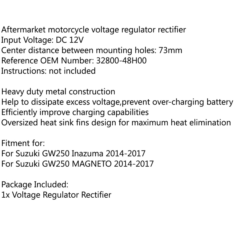 Voltage Regulator Rectifier For Suzuki GW250 Inazuma MAGNETO 2014-2017 2015 Generic