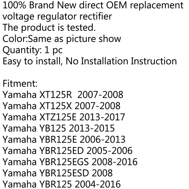 Voltage Regulator Rectifier For Yamaha XT125R XT125X 07-08 YB125 XTZ125E Generic