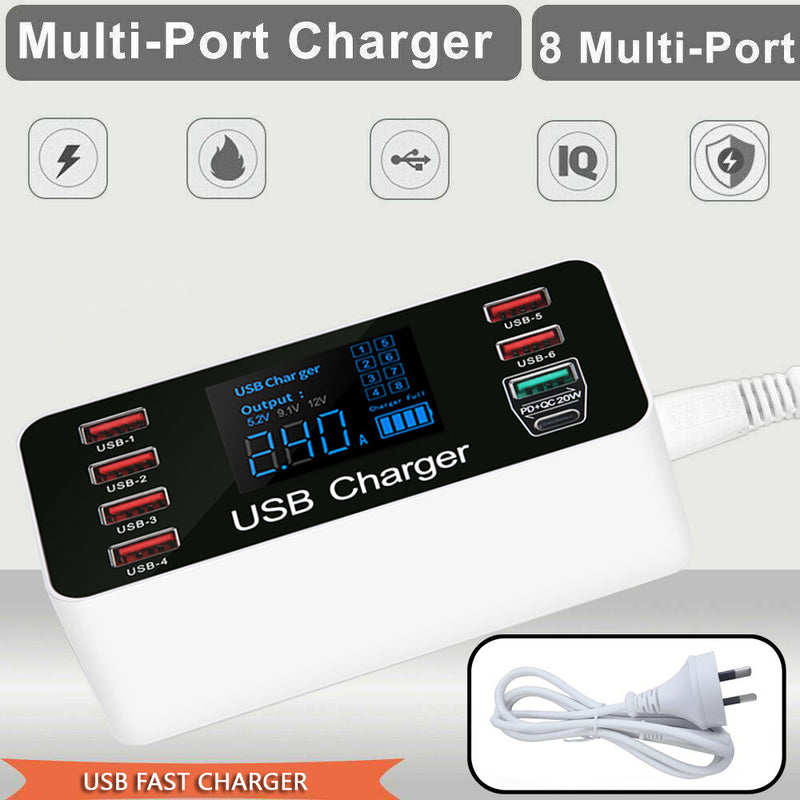 8 Multi-Port USB Adapter Desktop Wall Charger Smart Quick Charging Station AU