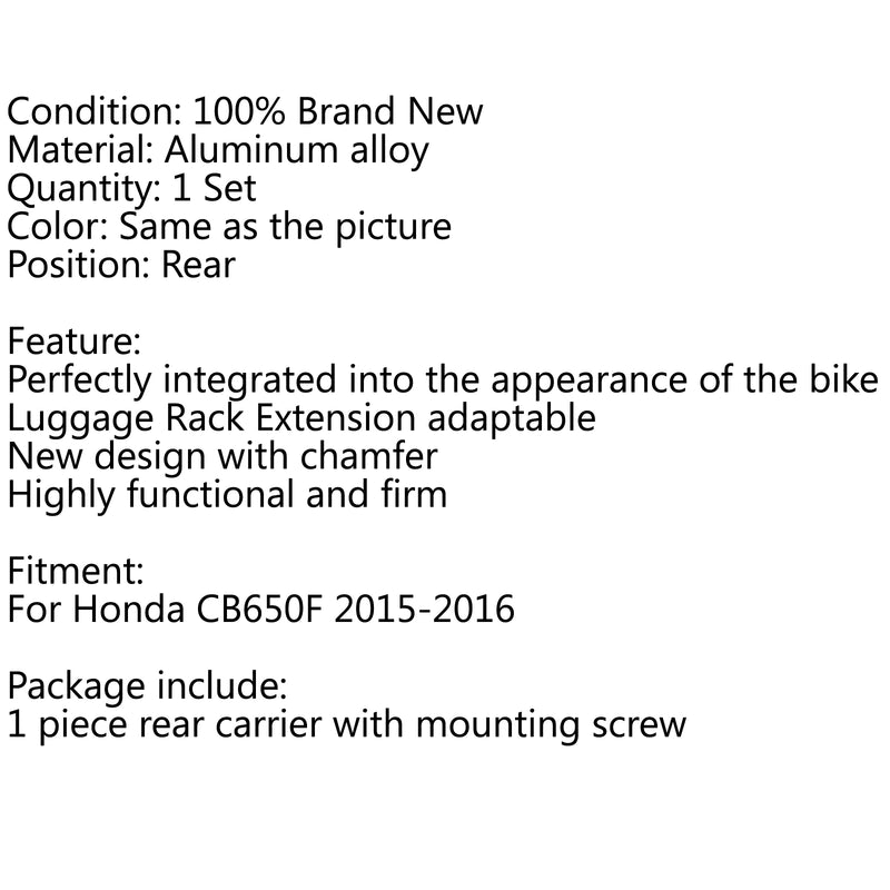 Luggage Rack Rear Carrier Plate kit For Honda CB650F CB 650F 2014-2019 Generic