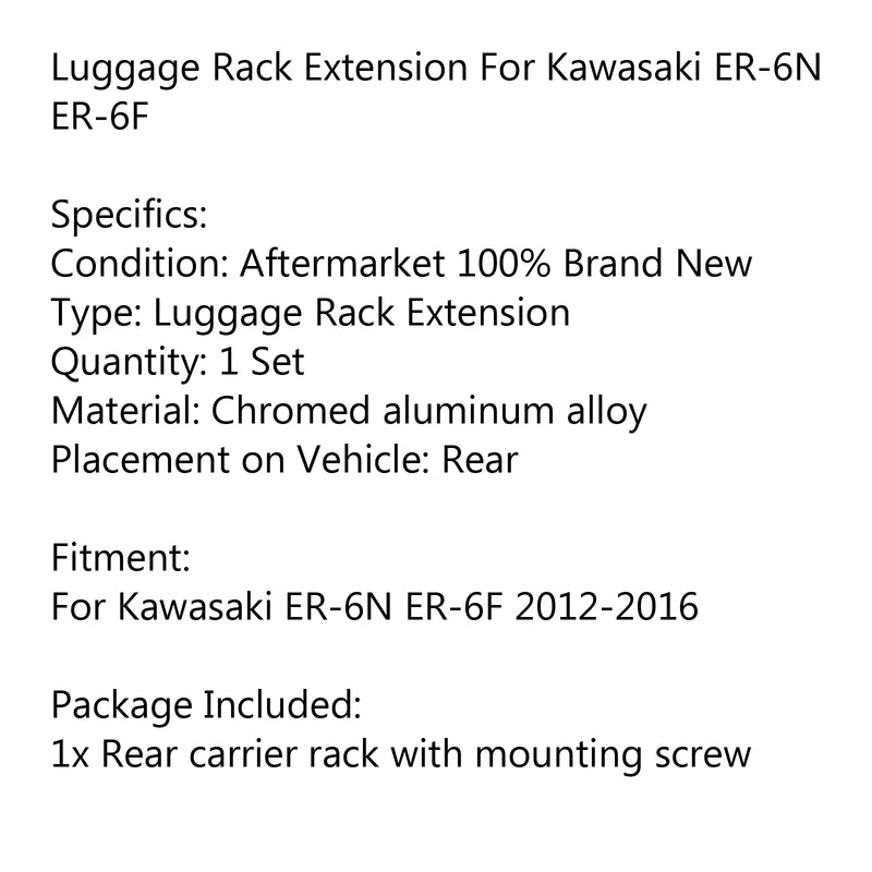 Motorcycle Sissy Bar Luggage Rack Carrier Plate For Kawasaki ER-6N ER-6F 12-16 Generic