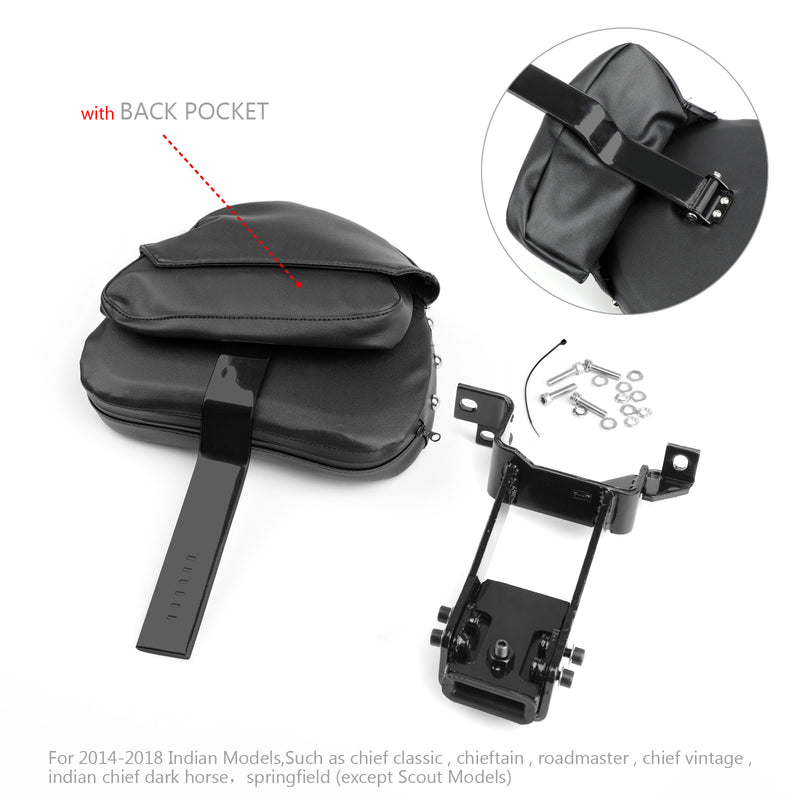 Plug-In Driver Nails Backrest + Mounting Kit For Indian Chieftain 2014-18 Black Generic