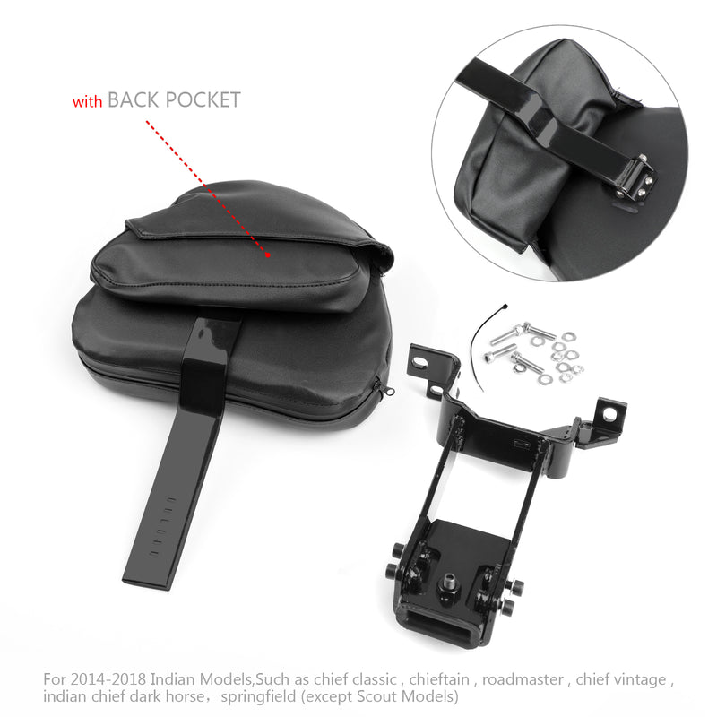 Plug-In Driver Backrest + Mounting Kit For Indian Chieftain Roadmaster 14-18 BLK Generic