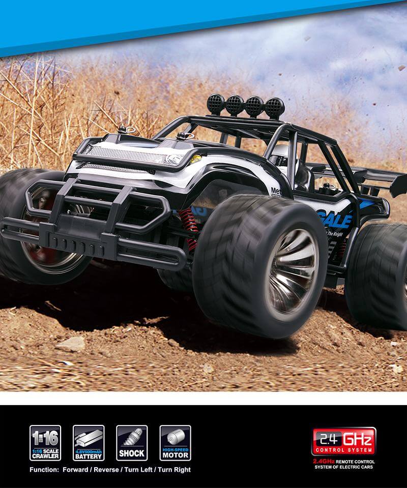 RC Car High Speed Remote Control Electric Off Road Desert Buggy Vehicle 1/16 2WD Blue/Red