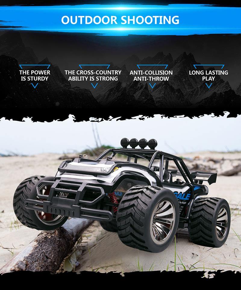 RC Car High Speed Remote Control Electric Off Road Desert Buggy Vehicle 1/16 2WD Blue/Red
