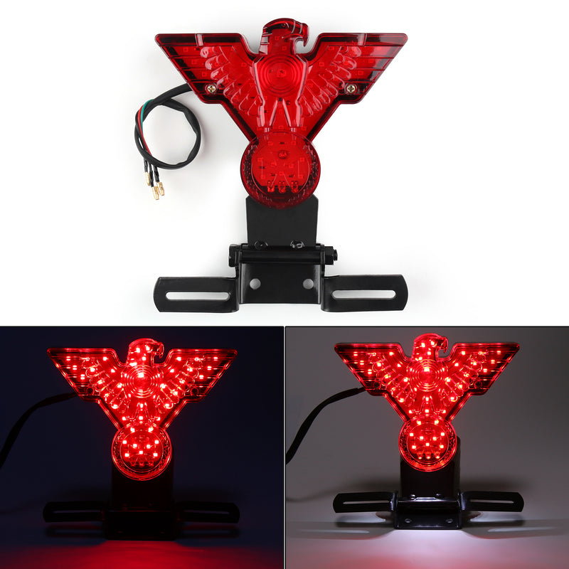 Motorcycle Eagle Led Rear Tail Light Lamp w/Plate for Harley Chopper Bobbe, 2 Color