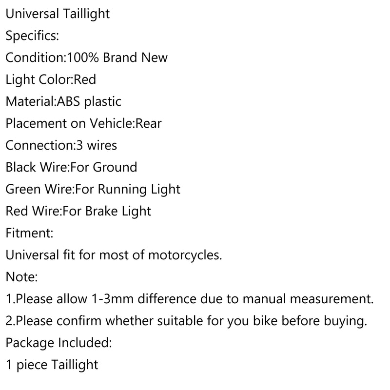 ABS Motorcycle LED Red 12V Brake Stop Running Rear Tail Light Lamp Universal Generic