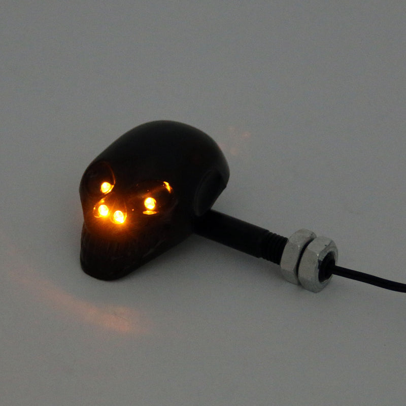 Motorcycle Skull Head Turn Signal Indicator Blinker 12V LED Amber Light Lamp Generic