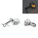 Motorcycle Skull Head Turn Signal Indicator Blinker 12V LED Amber Light Lamp Generic