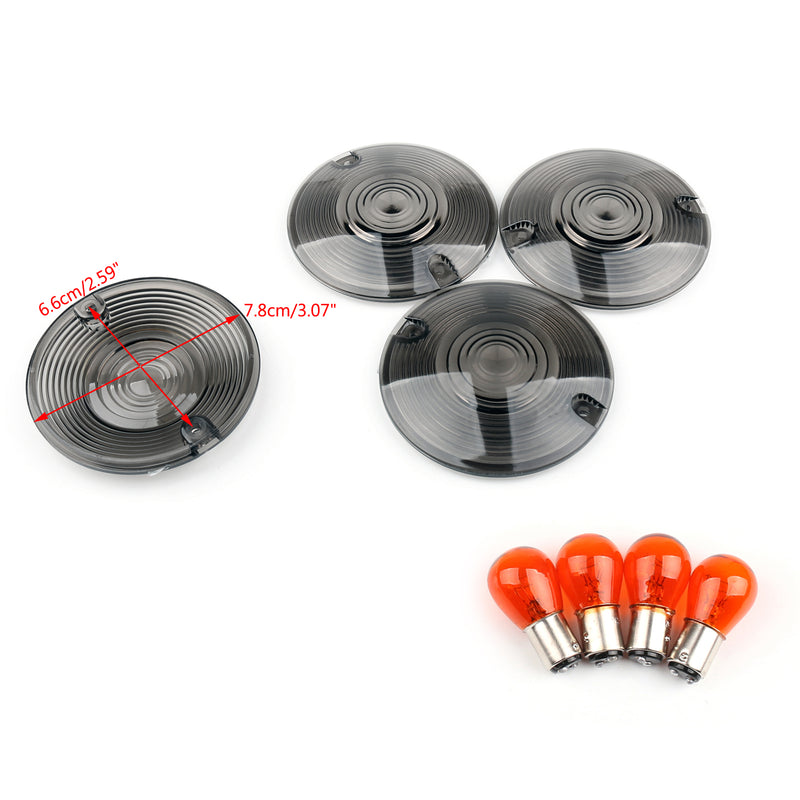 4pcs Turn Signal Light Lens Cover Bulb Lamps for Harley Davidson Electra Glides Generic