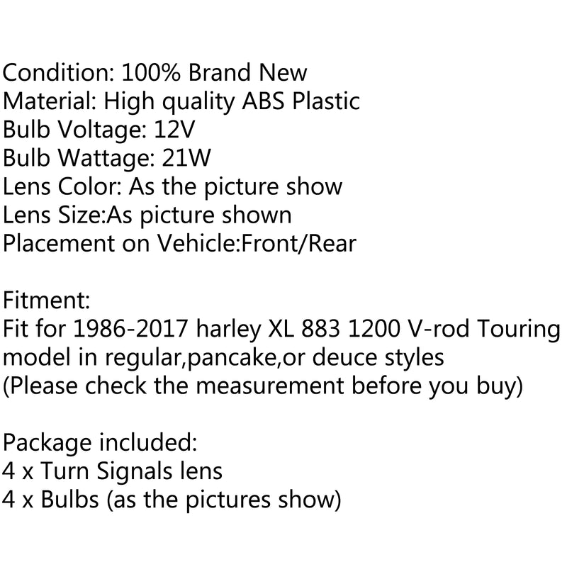 4pcs Turn Signal Light Lens Cover + Bulbs For Harley XL 883 48 Sportster Generic