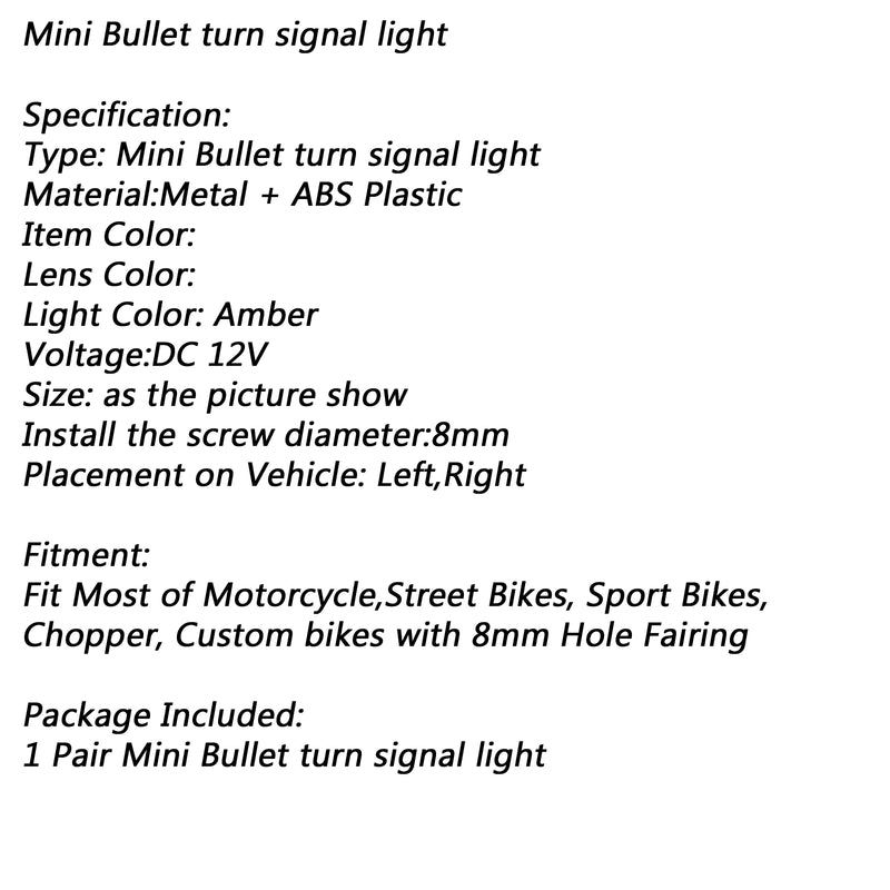2x Universal Metal LED Mini Bullet Spherical Lens Turn Signal Indicators Light Generic