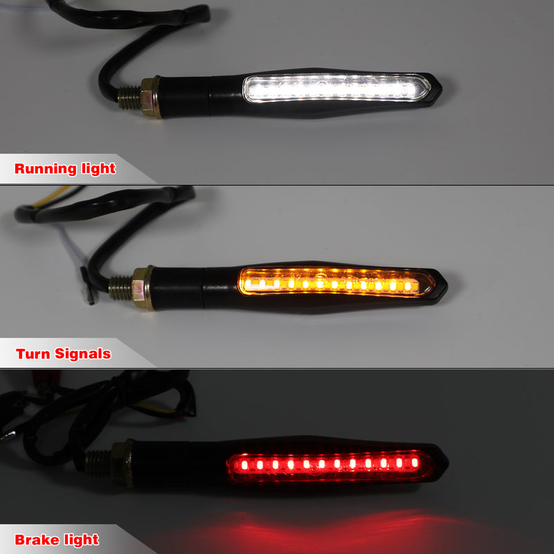 4x Sequential Flowing LED Motorcycle Turn Signal Indicator Lights DRL Brake Lamp Generic
