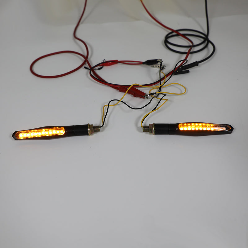 2x M10 Sequential Flowing LED Motorcycle Turn Signal Indicator Lights Lamp Amber Generic