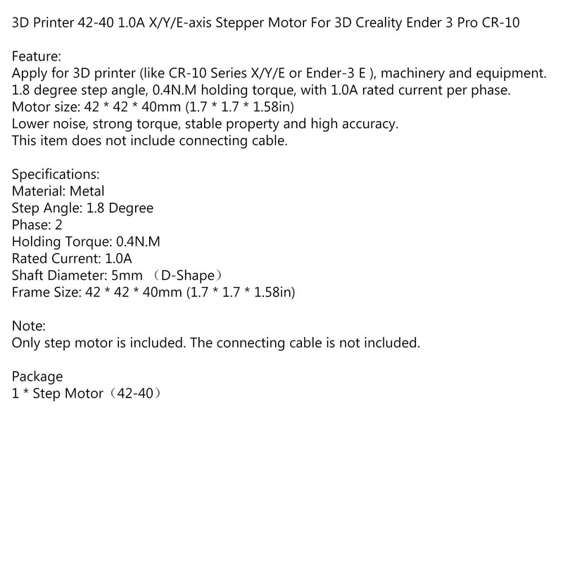 3D Printer 42-40 42-34 X/Y/Z/E Stepper Motor For 3D Creality Ender 3 Pro CR-10