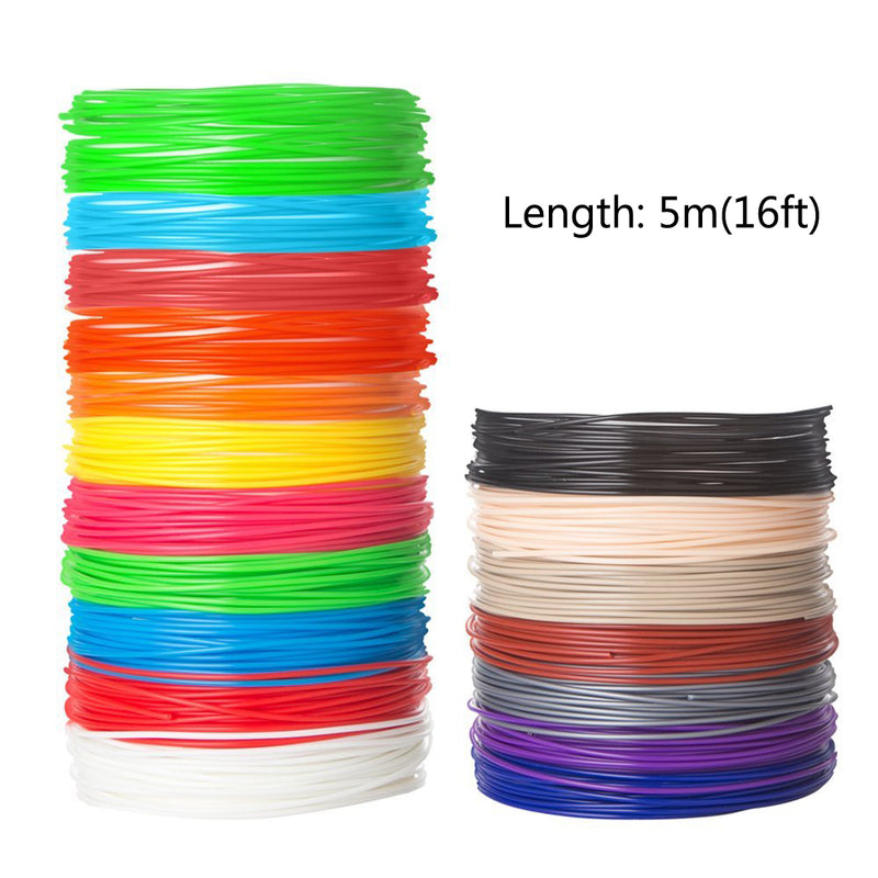 3D Printer Filament 1.75mm PLA 20 Colors 5M/16ft For Drawing Print Pen MakerBot