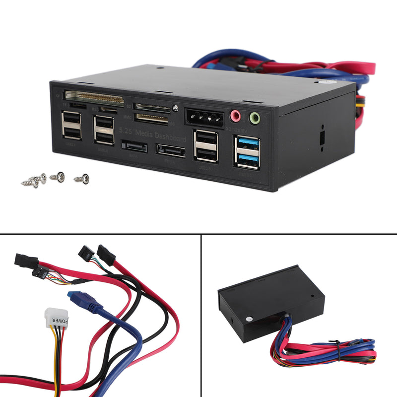 USB3.0 5-in-1 Card Reader Multifunctional 5.25" Front Panel Expansion Hub