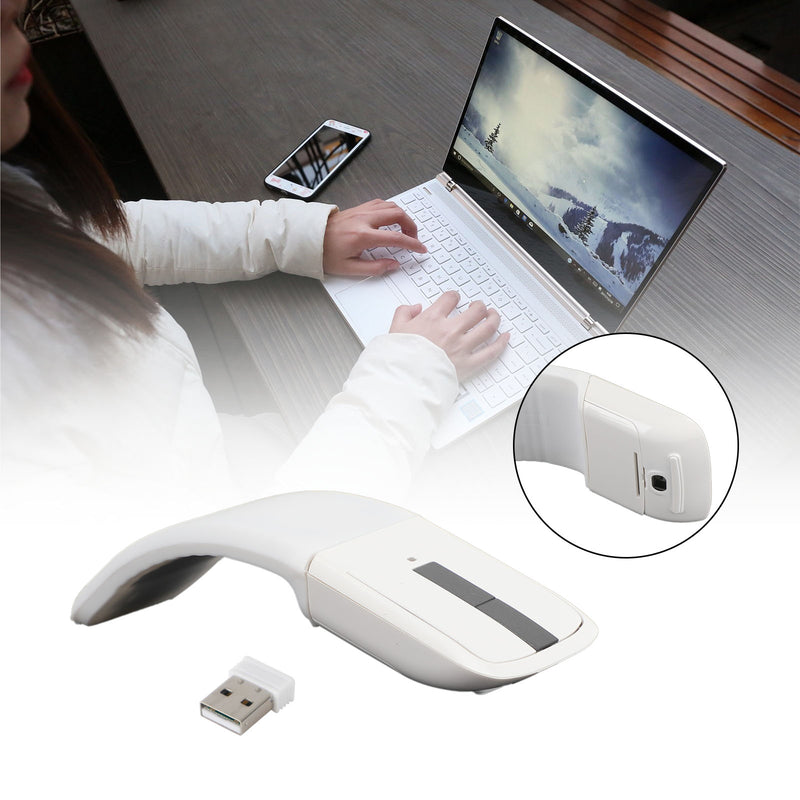 Foldable Arc Touch Wireless Mouse 2.4GHz Optical Touch Receiver PC Laptop