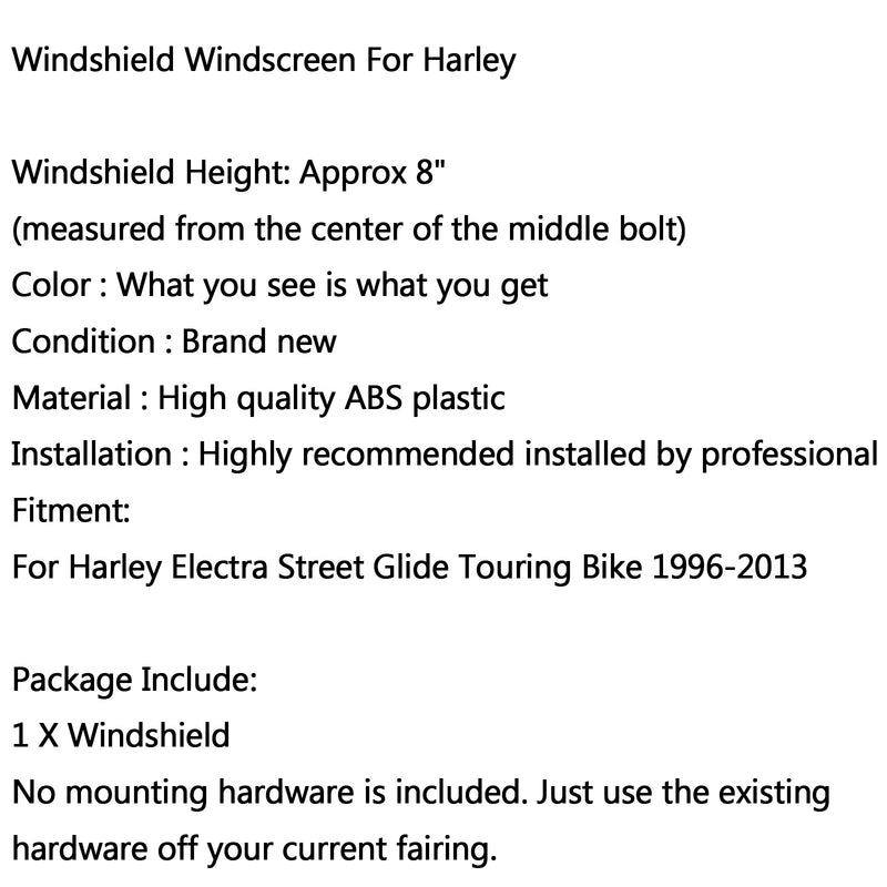8 Windshield WindScreen For Harley Touring Electra Street Glide FLHT FLHX Generic