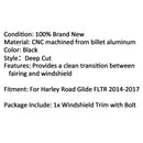 Double Light Gliding Stripes Windshield Trim For Harley Road Glide (2014-2017), Black Generic