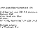 Performance Machine Black Windshield Trim For Harley (1998-2013) Road Glide FLTR, Black Generic